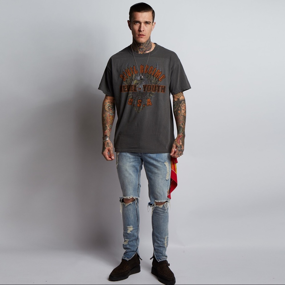 Civil Regime Rebel Eagle Rhinestone Tee